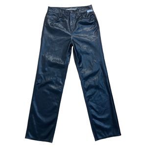 Hudson Women’s 28 Remi Pants Black High Rise Straight Leg Faux Leather NWOT Flaw